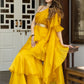 Lavanya The Label Mustard & Gold-Toned Sequinned Organza Ready to Wear Saree