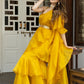 Lavanya The Label Mustard & Gold-Toned Sequinned Organza Ready to Wear Saree
