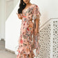 Lavanya The Label Peach-Coloured Floral Printed Ready To Wear Ruffle Saree