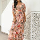 Lavanya The Label Peach-Coloured Floral Printed Ready To Wear Ruffle Saree