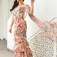 Lavanya The Label Peach-Coloured Floral Printed Ready To Wear Ruffle Saree