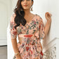 Lavanya The Label Peach-Coloured Floral Printed Ready To Wear Ruffle Saree