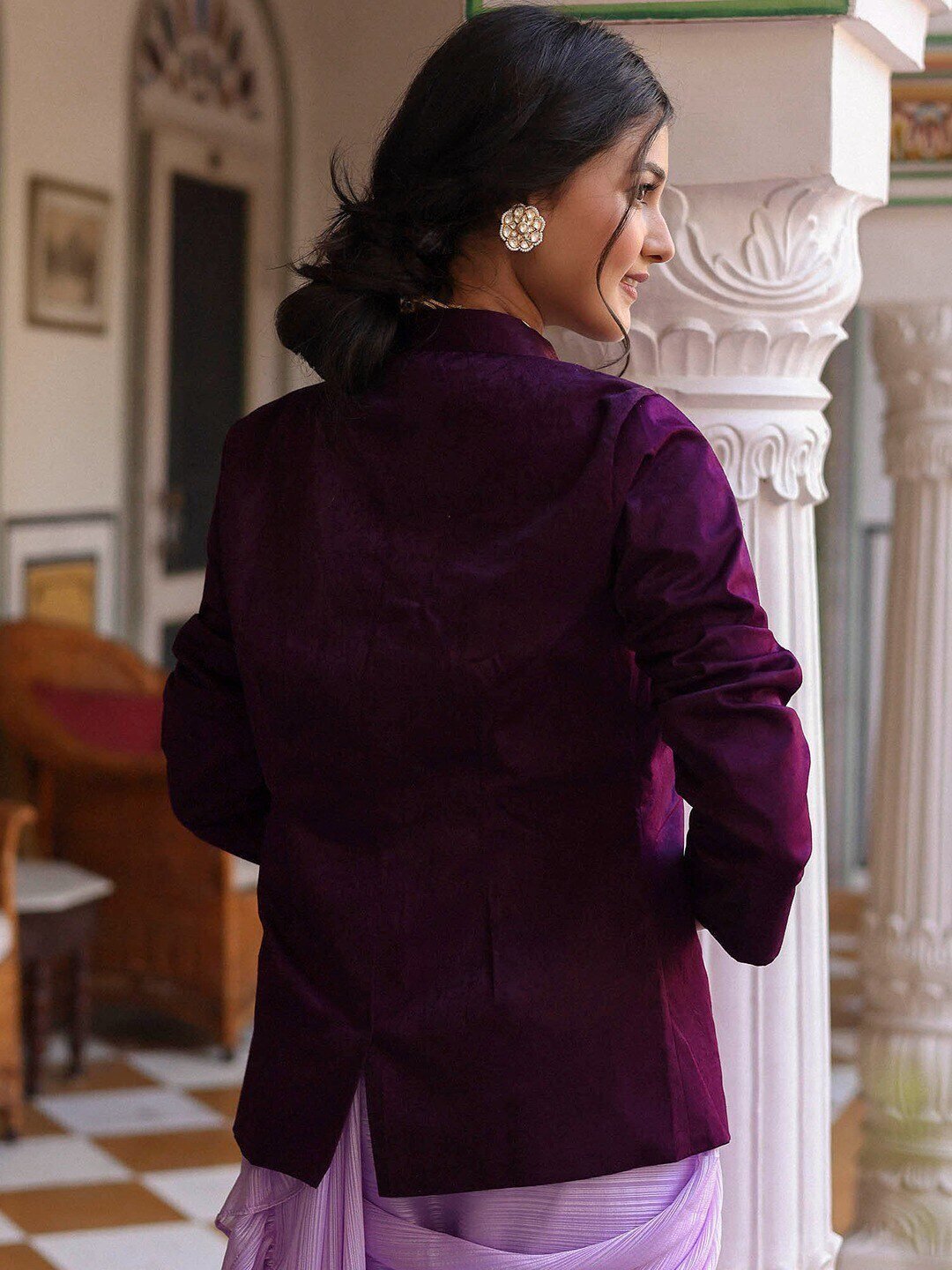 Lavanya The Label Ruffled Saree With Embroidered Jacket