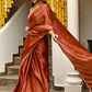 Rust & Gold-Toned Embellished Embroidered Saree