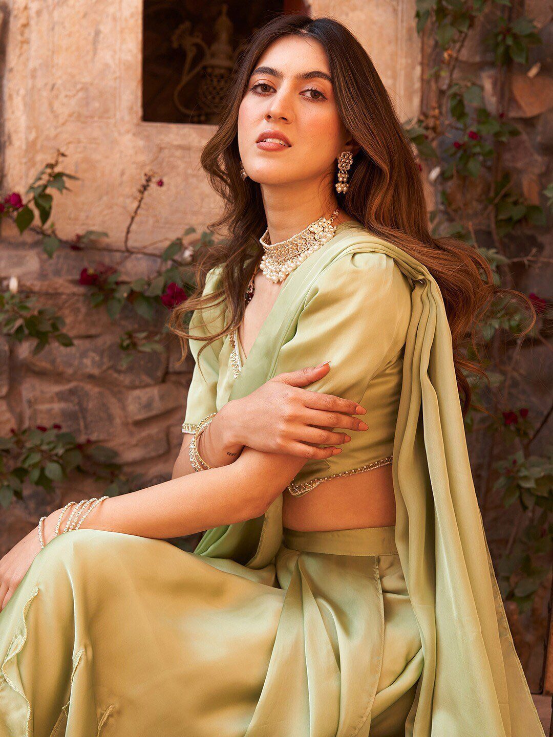 Silk Blend Ruffle Saree