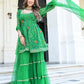 Women Green Ethnic Motifs Printed Kurta with Sharara & With Dupatta