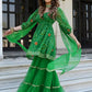 Women Green Ethnic Motifs Printed Kurta with Sharara & With Dupatta