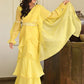 Lavanya The Label Yellow Solid Ruffles Saree