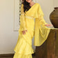 Lavanya The Label Yellow Solid Ruffles Saree