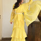 Lavanya The Label Yellow Solid Ruffles Saree