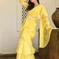 Lavanya The Label Yellow Solid Ruffles Saree