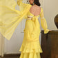 Lavanya The Label Yellow Solid Ruffles Saree