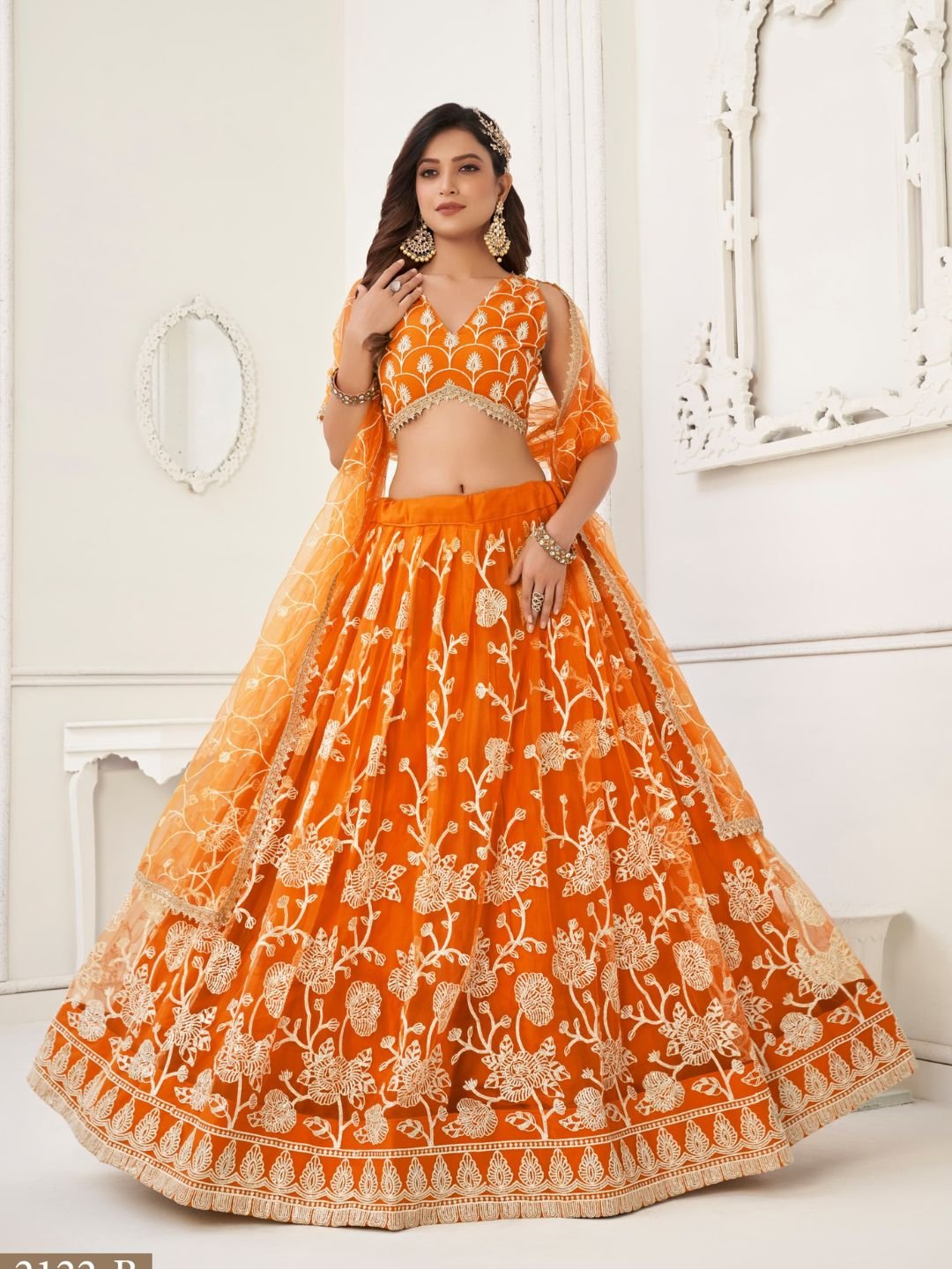 Butterfly Orange Lehenga Choli