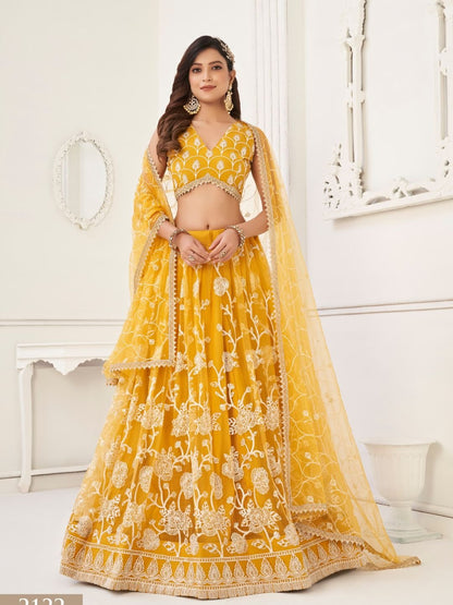 Butterfly Mustard Yellow Lehenga Choli
