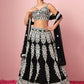 Captivating Black Thread Work Georgette Reception Wear Lehenga Choli