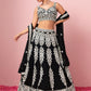 Captivating Black Thread Work Georgette Reception Wear Lehenga Choli