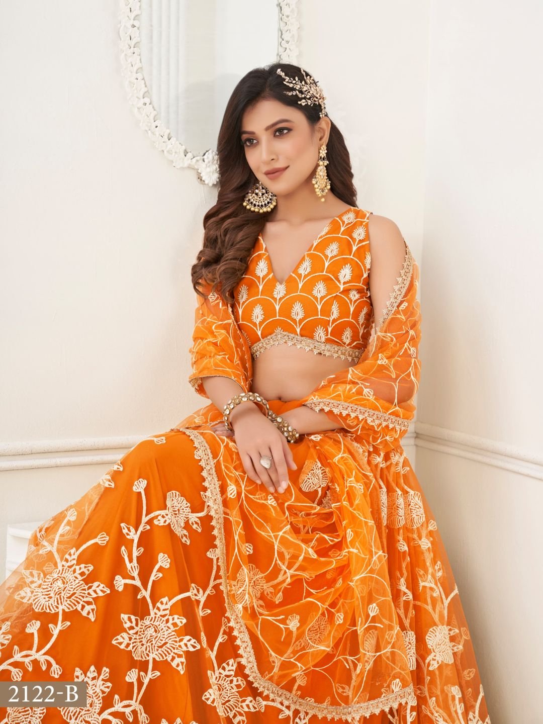 Butterfly Orange Lehenga Choli