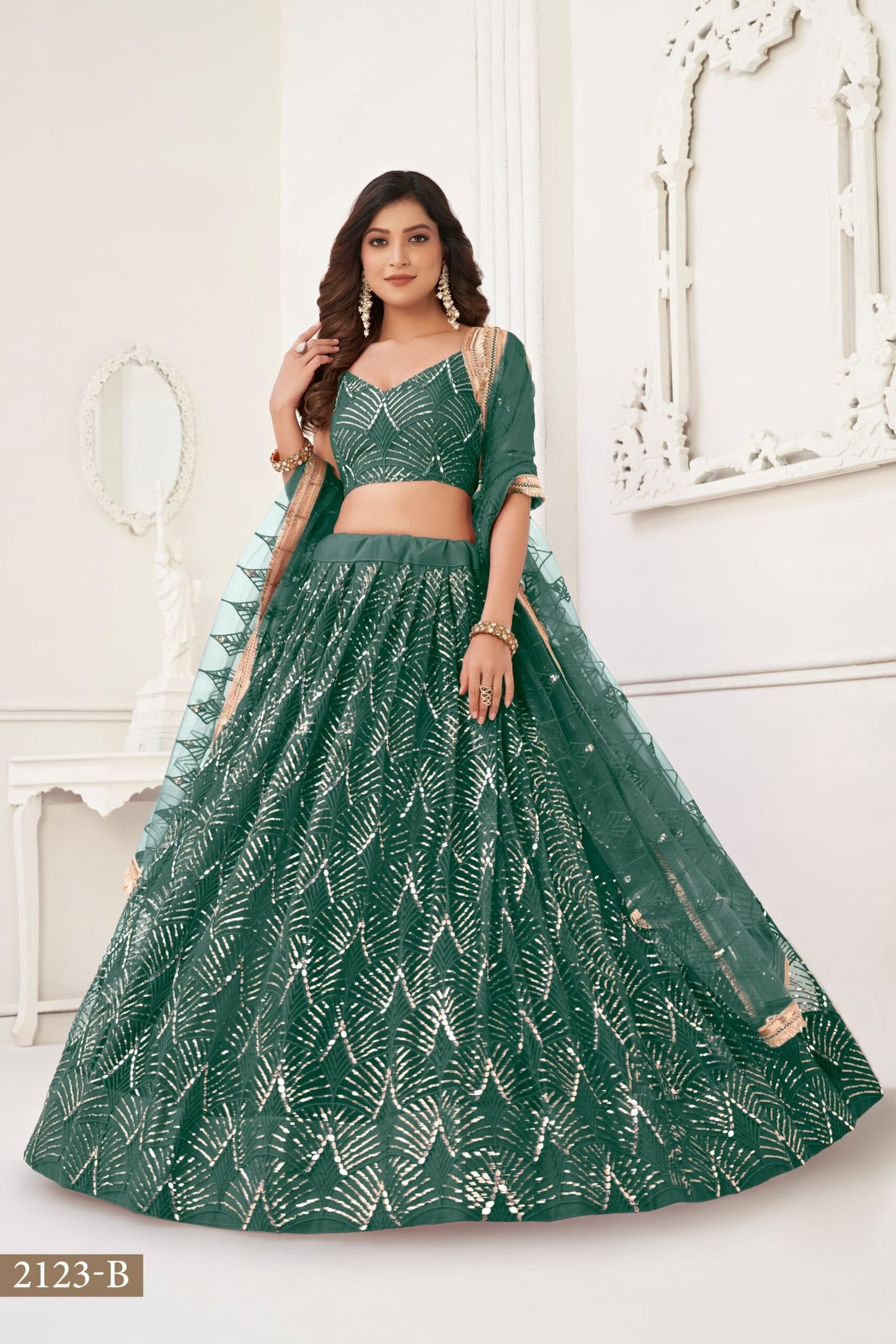 Butterfly Dark Green Lehenga Choli