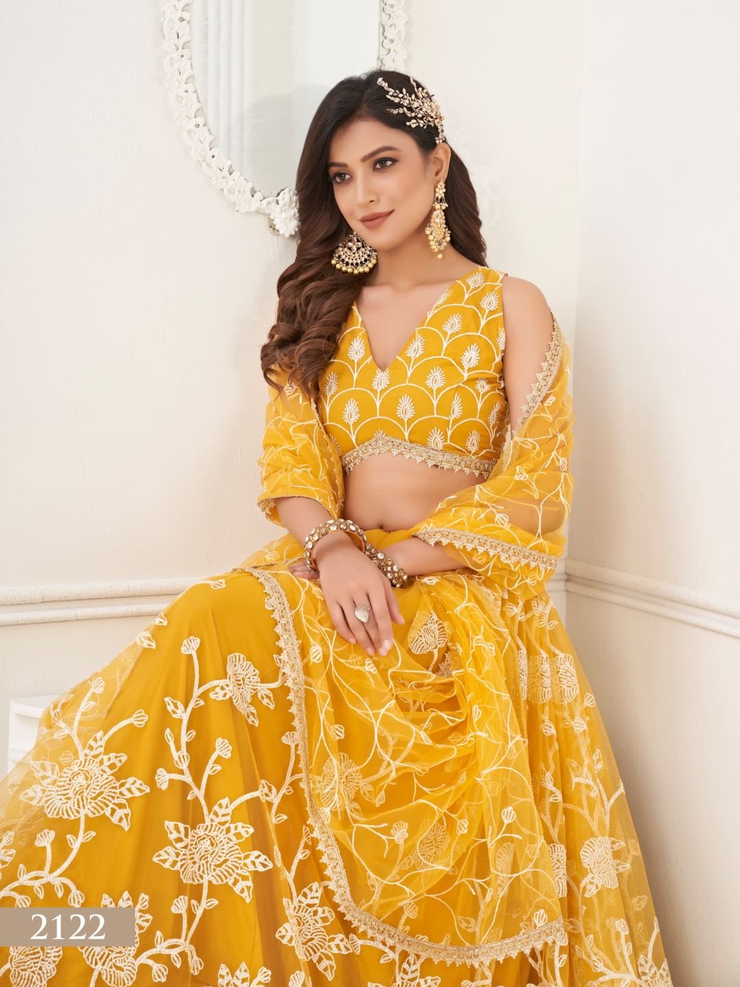 Butterfly Mustard Yellow Lehenga Choli