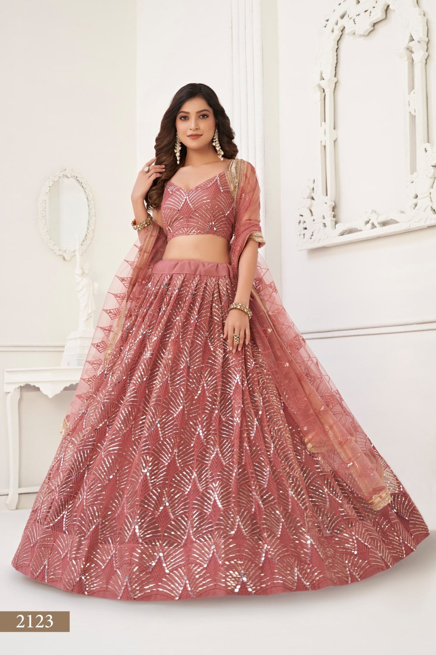 Butterfly Peach Lehenga Choli
