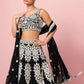 Captivating Black Thread Work Georgette Reception Wear Lehenga Choli