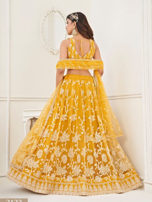 Butterfly Mustard Yellow Lehenga Choli