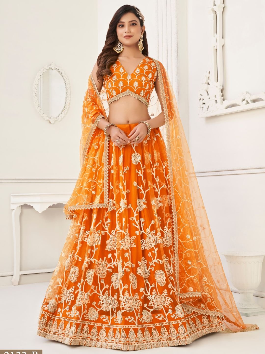 Butterfly Orange Lehenga Choli