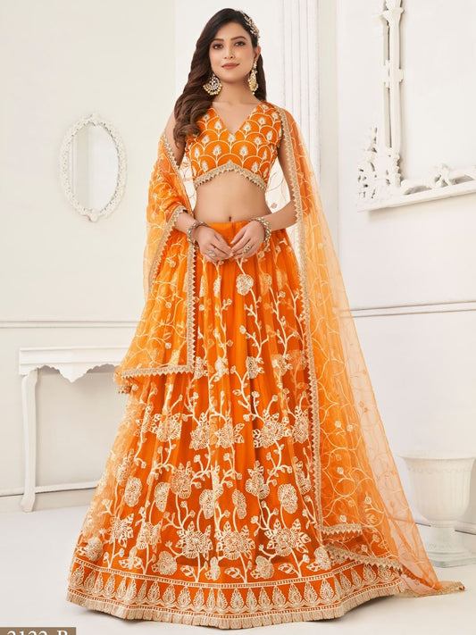 Butterfly Orange Lehenga Choli