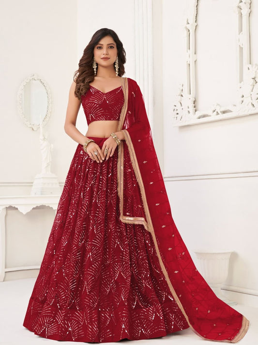Butterfly Maroon Lehenga Choli