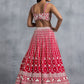 Awesome Red Thread Embroidered Georgette Wedding Lehenga Choli