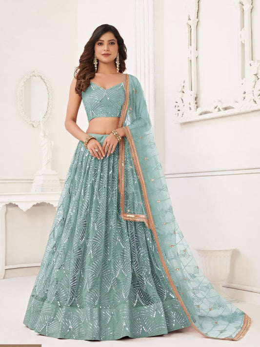 Butterfly Aqua Blue Lehenga Choli