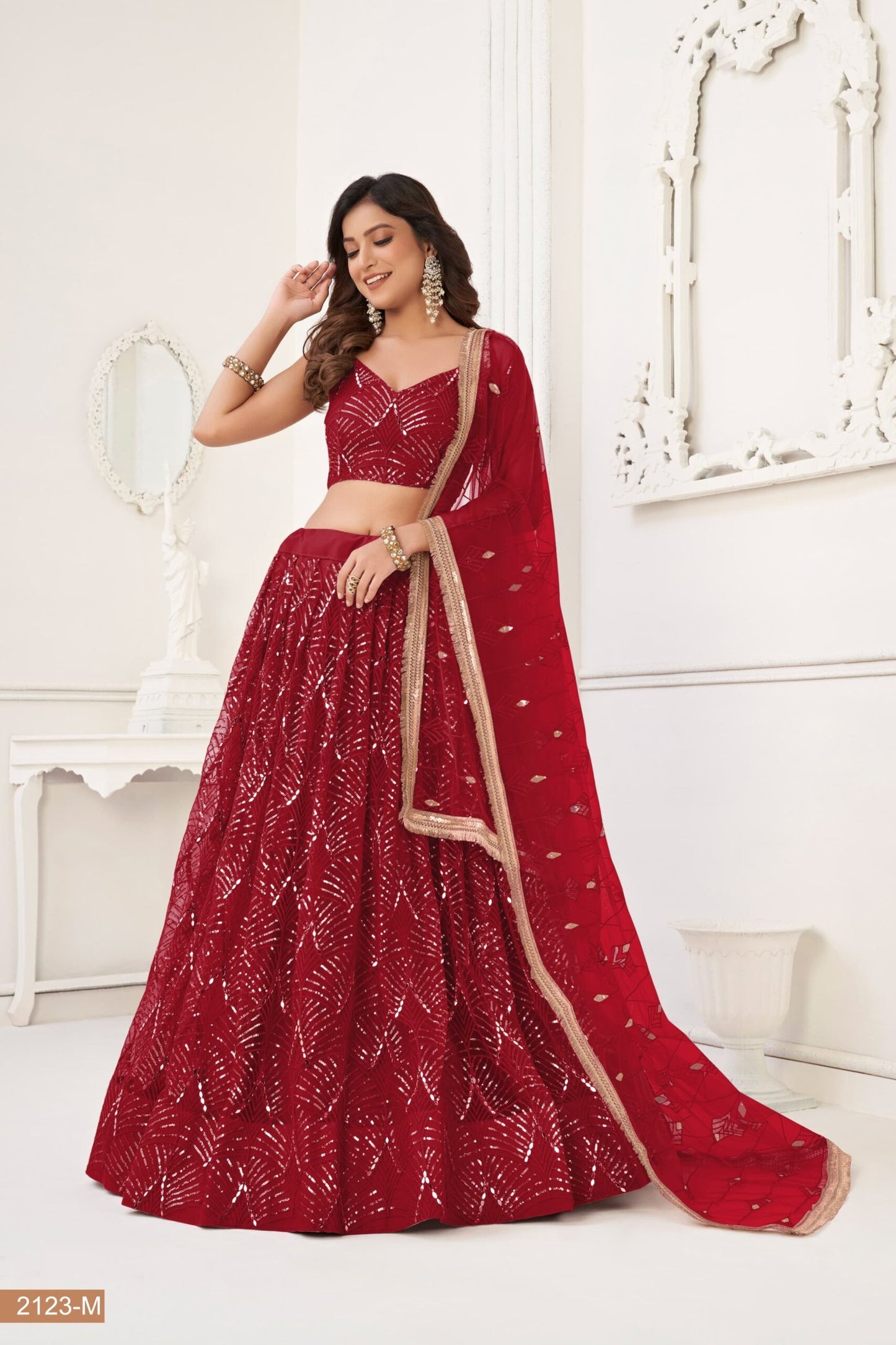 Butterfly Maroon Lehenga Choli
