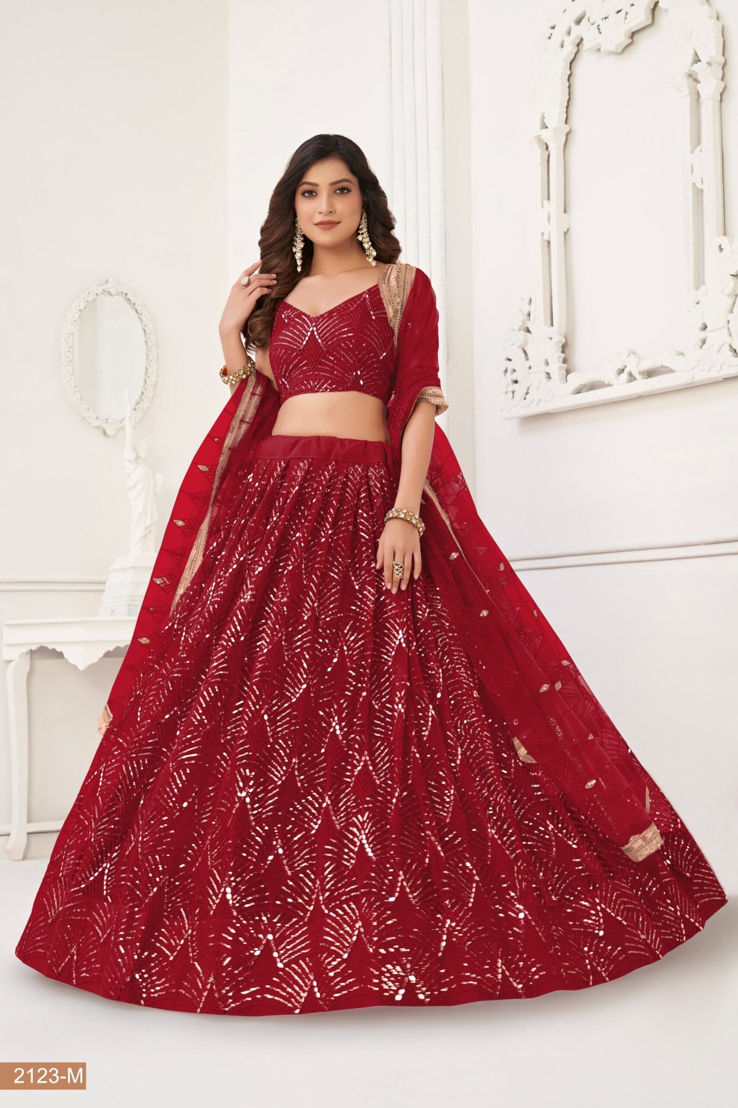 Butterfly Maroon Lehenga Choli