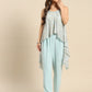 Asymmetric drape jumpsuit in Powder Blue