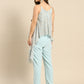 Asymmetric drape jumpsuit in Powder Blue
