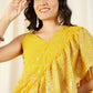 Crop Top with Sharara and frill Dupatta in Yellow Color