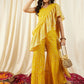 Crop Top with Sharara and frill Dupatta in Yellow Color