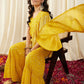Crop Top with Sharara and frill Dupatta in Yellow Color