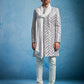 Men's Aqua Silk Blend Sherwani Set