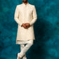 Men's Beige Imported Jacquard Indo With Kurta Pyjama Set