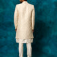 Men's Beige Imported Jacquard Indo With Kurta Pyjama Set