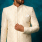 Men's Beige Imported Jacquard Indo With Kurta Pyjama Set