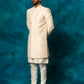 Men's Beige Imported Jacquard Indo With Kurta Pyjama Set
