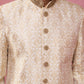 Men's Beige Silk Blend Sherwani Set with Cream Pyjama