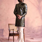 Men's Black Georgette Embellished Indo Set