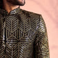 Men's Black Georgette Embellished Indo Set