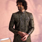 Men's Black Georgette Embellished Indo Set