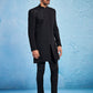 Men's Black Imported Suiting Lycra Sherwani Set