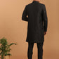 Men's Black Mirror Indo Western Sherwani With Pant Set