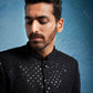 Men's Black Schiffli Jodhpuri Pant Set